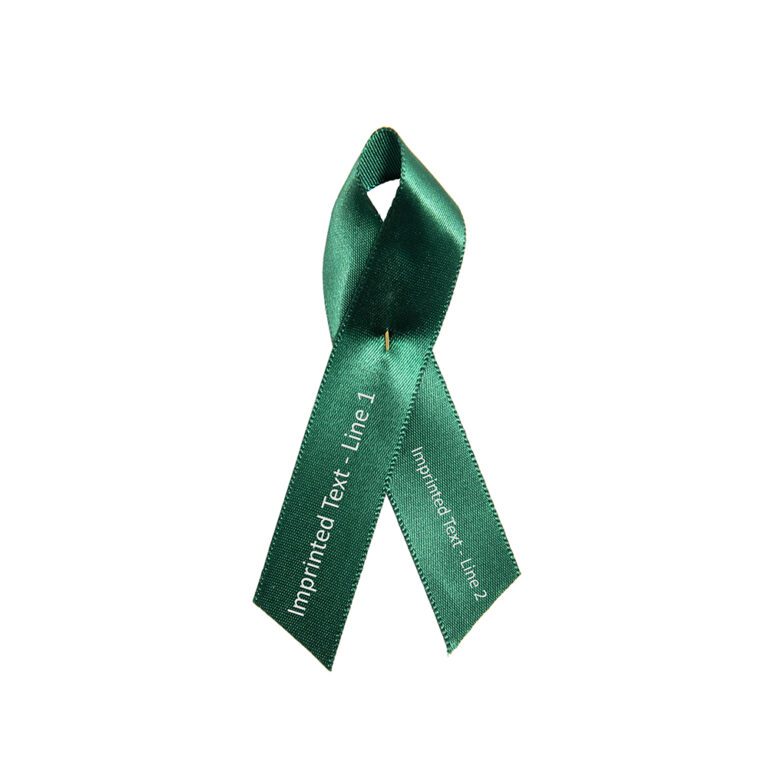 Personalized cause green personalized fabric ribbon pins Environmental Protection Liver Cancer Organ Donation Organ Donor Traumatic Brain Injury TBI