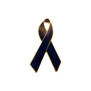 Personalized cause black enamel ribbon pins Funerals Memorials Mourning Melanoma Mass Shooting Memorial Community in Mourning