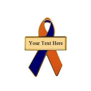 Personalized cause orange and blue personalized enamel ribbon pins Union for International Cancer Control World Cancer Day Marshall County High School Shooting