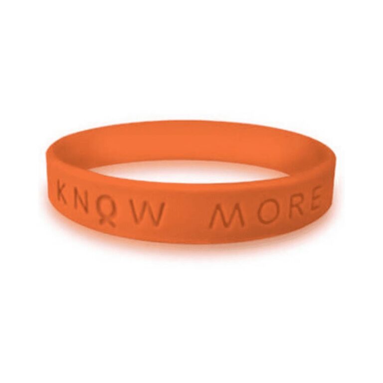 Personalized cause amber KNOW MORE silicone awareness wristbands appendiceal cancer appendiceal tumors appendix cancer