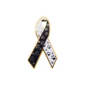 Personalized cause animal paw prints enamel ribbon pins Animal Abuse Prevention Loss of a Loved Pet In Memory of a Loved Pet Spay Neuter Pets