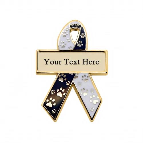 Personalized cause animal paw prints personalized enamel ribbon pins Animal Abuse Prevention Loss of a Loved Pet In Memory of a Loved Pet Spay Neuter Pets