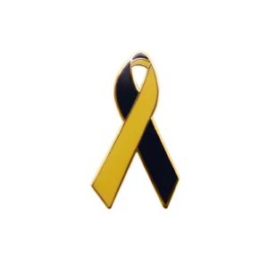 Personalized cause black and gold enamel ribbon pins Platelet Donation School Bus Accidents