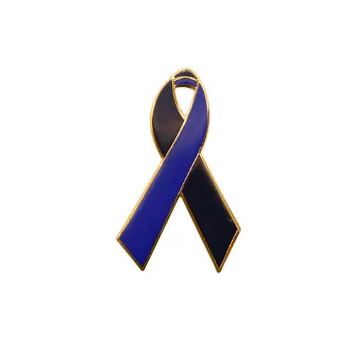 Personalized cause black and navy enamel ribbon pins Intraocular Melanoma Ocular Melanoma Loss of an Adult Child In Memory of an Adult Child