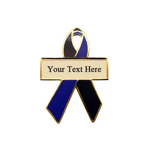 Personalized cause black and navy personalized enamel ribbon pins Intraocular Melanoma Ocular Melanoma Loss of an Adult Child In Memory of an Adult Child