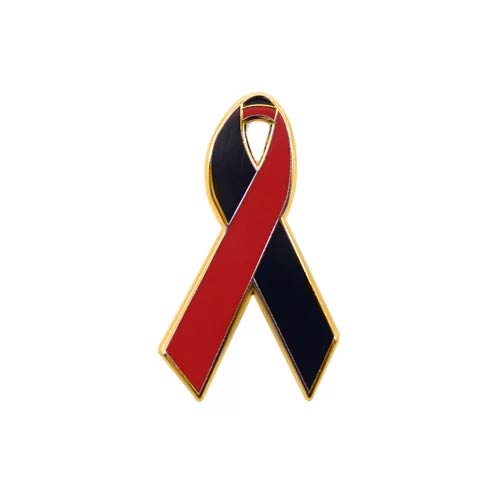 Personalized cause black and red enamel ribbon pins In Memory of Murder Victims Murder Victims Murdered Children