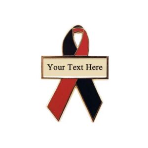 Personalized cause black and red personalized enamel ribbon pins In Memory of Murder Victims Murder Victims Murdered Children