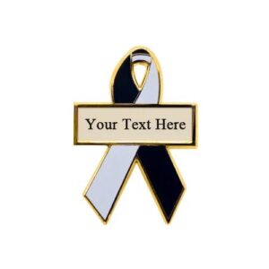 Personalized cause black and white personalized enamel ribbon pins Acute Disseminated Encephalomyelitis Anti Corruption Racial Equality