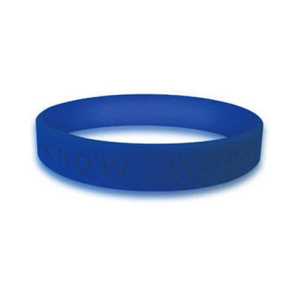 Personalized cause blue KNOW MORE silicone awareness wristbands Arthritis Colon Cancer Huntingtons Disease Child Abuse Child Neglect Human Trafficking Sex Trafficking Postural orthostatic Tachycardia Syndrome POTS