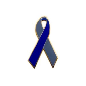 Personalized cause blue and gray enamel ribbon pins Juvenile Diabetes Type-1 Diabetes T1D