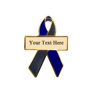 Personalized cause blue and gray personalized enamel ribbon pins Juvenile Diabetes Type-1 Diabetes T1D