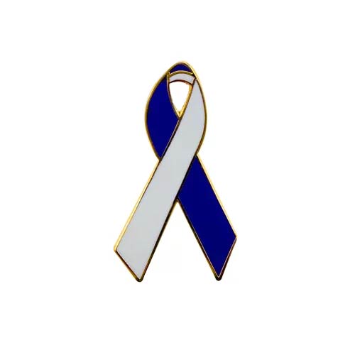 personalized cause blue and white enamel ribbon pins Adolescent Cancer Teen Cancer Femoral Acetabular Impingement Syndrome