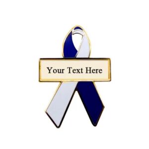 personalized cause blue and white personalized enamel ribbon pins Adolescent Cancer Teen Cancer Femoral Acetabular Impingement Syndrome