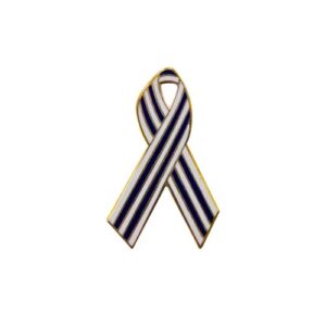 personalized cause blue and white pinstripes enamel ribbon pins Amyotrophic Lateral Sclerosis ALS Lou Gehrigs Disease Motor Neuron Diseases Progressive Muscular Atrophy