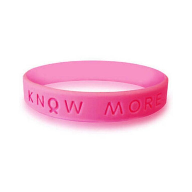 Personalized cause hot pink KNOW MORE silicone awareness wristbands Cleft Lip Cleft Palate Inflammatory Breast Cancer Stop Gendercide