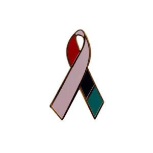 Personalized cause kente cloth enamel ribbon pins Closing the Breast Cancer Gap Breast Health Equity Men of Color Breast Cancer Women of Color Breast Cancer