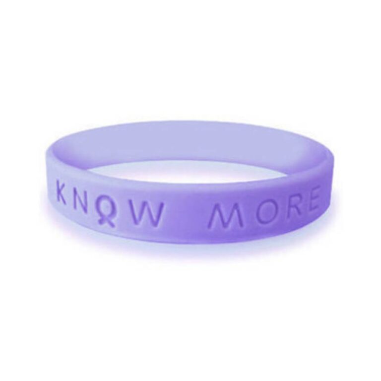 Personalized cause lavender KNOW MORE wristband All Cancers Cancer That Do Not Have a Designated Color Stress Induced Illness