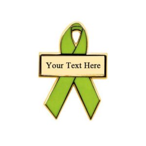 Personalized cause lime green personalized enamel ribbon pins Lyme Disease Mental Health Mental Illness