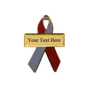 Personalized cause maroon and gray personalized enamel ribbon pins Arachnoid Cysts