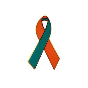 Personalized cause orange and green enamel ribbon pins Dual Diagnosis Ritual Abuse