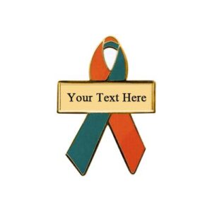 Personalized cause orange and green personalized enamel ribbon pins Dual Diagnosis Ritual Abuse