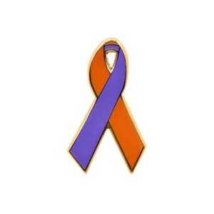 Personalized cause orange and lavender enamel ribbon pins Eczema Psoriasis Psoriatic Arthritis