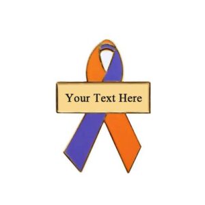 Personalized cause orange and lavender personalized enamel ribbon pins Eczema Psoriasis Psoriatic Arthritis