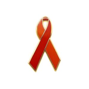 Personalized cause orange and red enamel ribbon pins Kawasaki Disease Myeloproliferative Disorders Neoplasms Syndromes Parkland High School Shooting Polycythemia Vera