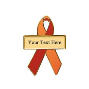 Personalized cause orange and red personalized enamel ribbon pins Kawasaki Disease Myeloproliferative Disorders Neoplasms Syndromes Parkland High School Shooting Polycythemia Vera