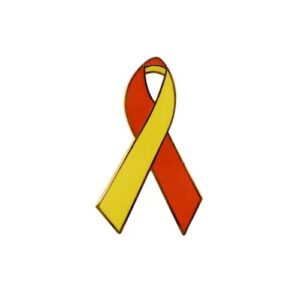 Personalized cause orange and yellow enamel ribbon pins Stiff Person Syndrome