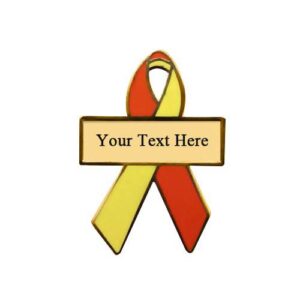 Personalized cause orange and yellow personalized enamel ribbon pins Stiff Person Syndrome