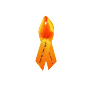 Personalized cause orange personalized fabric ribbon pins Food Insecurity Hunger Food Deserts Gun Control Leukemia Mass Shooting Prevention Gun Control Self Harm Self Injury World Hunger