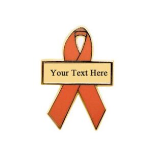 Personalized cause orange personalized enamel ribbon pins Food Insecurity Hunger Food Deserts Gun Control Leukemia Mass Shooting Prevention Gun Control Self Harm Self Injury World Hunger