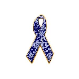 Personalized cause paisley enamel ribbon pins Graves Disease Hashimotos Syndrome Hyperthyroidism Thyroid Diseases