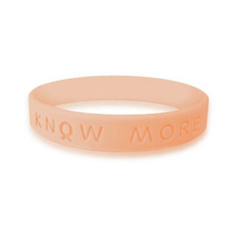 Personalized cause peach KNOW MORE silicone awareness wristbands Endometrial Cancer Invisible Illness Pink Tax Gender Based Price Discrimination Uterine Cancer