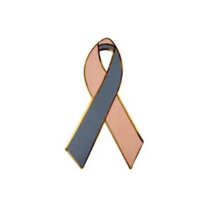 Personalized cause peach and gray enamel ribbon pins Clergy Sexual Abuse