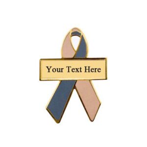 Personalized cause peach and gray personalized enamel ribbon pins Clergy Sexual Abuse