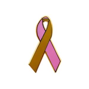 Personalized cause pink and gold enamel ribbon pins Phyllodes Tumor