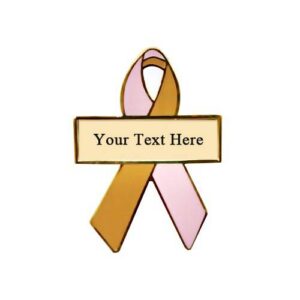 Personalized cause pink and gold personalized enamel ribbon pins Phyllodes Tumor