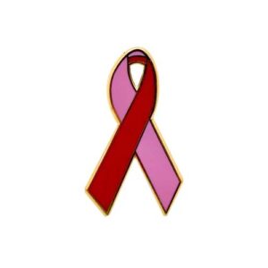 Personalized cause pink and red enamel ribbon pins Cervical Cancer in Women with HIV Gum Disease Wound Care