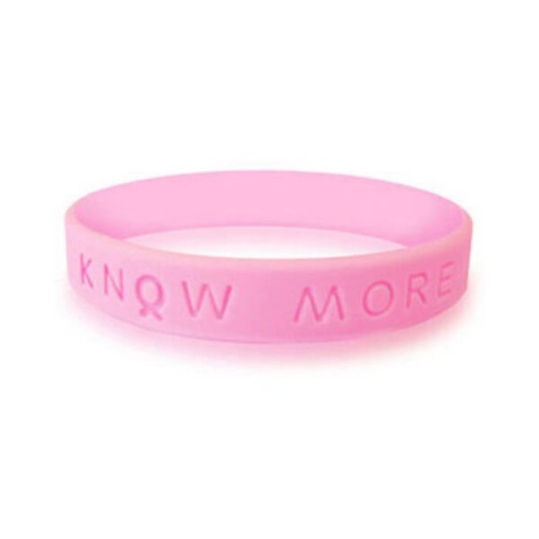 Personalized cause pink KNOW MORE silicone awareness wristbands Breast Cancer Ductal Carcinoma in Situ Womens Health