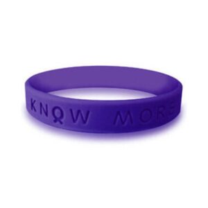 Personalized cause purple KNOW MORE awareness wristband Cancer Survivors Colitis Overdose Awareness Day Lupus SLE Lupus Lewy Body Dementia Pancreatic Cancer Relay for Life Sjogrens Syndrome Vitiligo