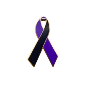 Personalized cause purple and black enamel ribbon pins Animal Loss Due to Animal Abuse Paranormal Activity