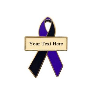 Personalized cause purple and black personalized enamel ribbon pins Animal Loss Due to Animal Abuse Paranormal Activity