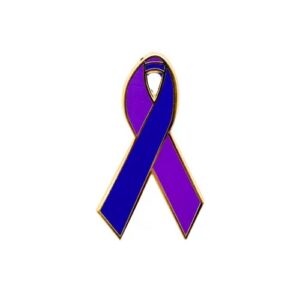 Personalized cause purple and blue enamel ribbon pins Fentanyl Abuse Overdose Inflammatory Arthritis Mixed Connective Tissue Disease MCTD Preeclampsia Rheumatoid Arthritis RA