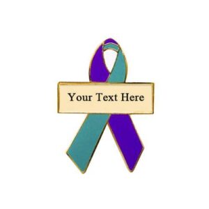 Personalized cause purple and green personalized enamel ribbon pins Hospice Care Palliative Care