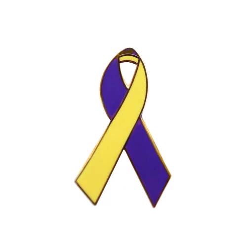 Personalized cause purple and yellow enamel ribbon pins Autoimmune Hepatitis Chemical Injuries Lupus and Endometriosis