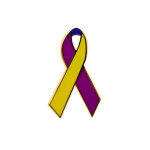 Personalized cause purple blue and marigold enamel ribbon pins Bladder Cancer