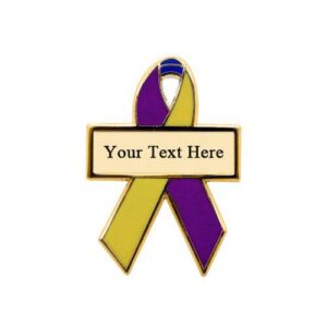 Personalized cause purple blue and marigold personalized enamel ribbon pins Bladder Cancer