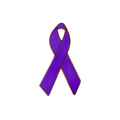 Personalized cause purple enamel ribbon pins Cancer Survivors Colitis Overdose Awareness Day Lupus SLE Lupus Lewy Body Dementia Pancreatic Cancer Relay for Life Sjogrens Syndrome Vitiligo